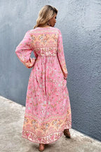 Hannah - Pink Rose Maxi Dress Elegant Style