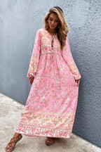Hannah - Pink Rose Maxi Dress Elegant Style