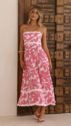 Daisy - Blue White Elegant Midi Dress for Women