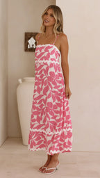 Daisy - Blue White Elegant Midi Dress for Women