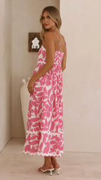 Daisy - Blue White Elegant Midi Dress for Women