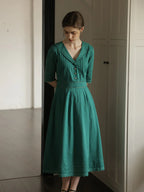 Renee - Emerald Green Midi Dress Elegant Womens Style