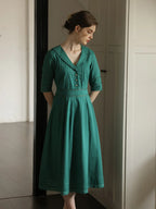 Renee - Emerald Green Midi Dress Elegant Womens Style