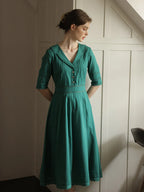 Renee - Emerald Green Midi Dress Elegant Womens Style