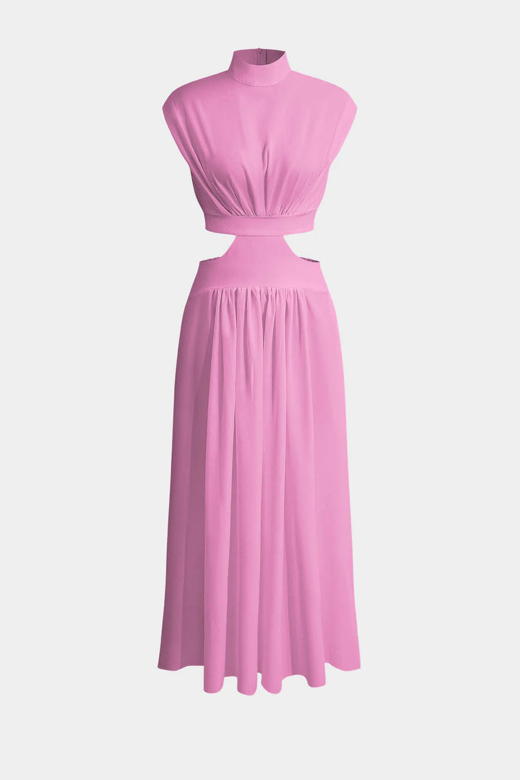 Adeline - Mock Neck Cut Out Ruched Maxi Dress Women