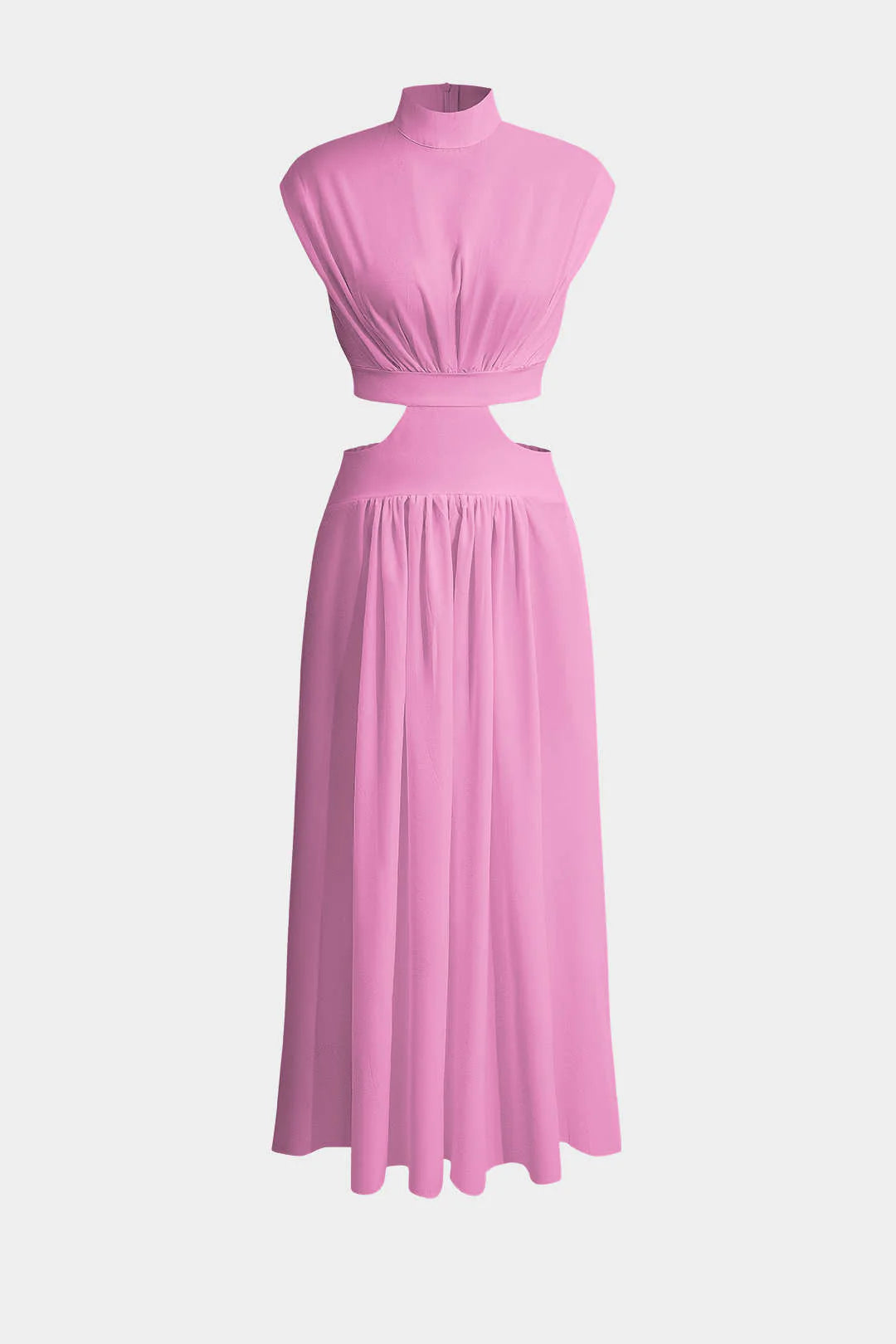 Adeline - Mock Neck Cut Out Ruched Maxi Dress Women