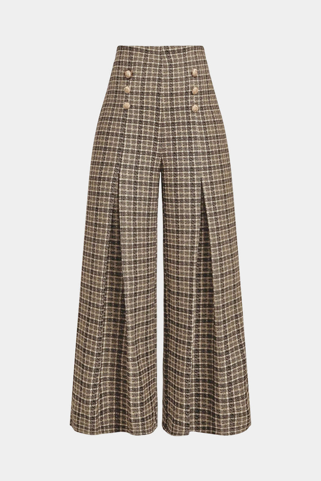 Adella - Print Double Breasted High Waist Pants Women