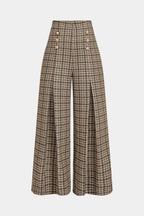 Adella - Print Double Breasted High Waist Pants Women