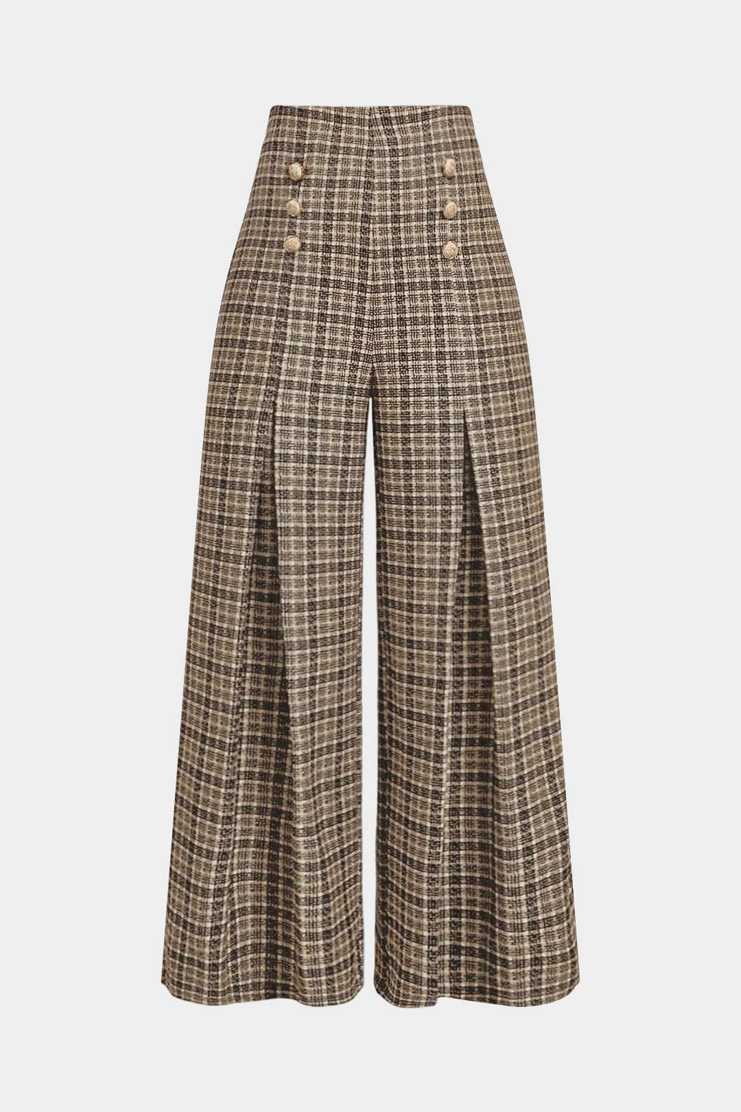 Adella - Print Double Breasted High Waist Pants Women