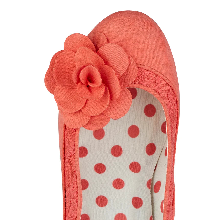 Autumn - Coral Court Shoe With Flower Trim Women