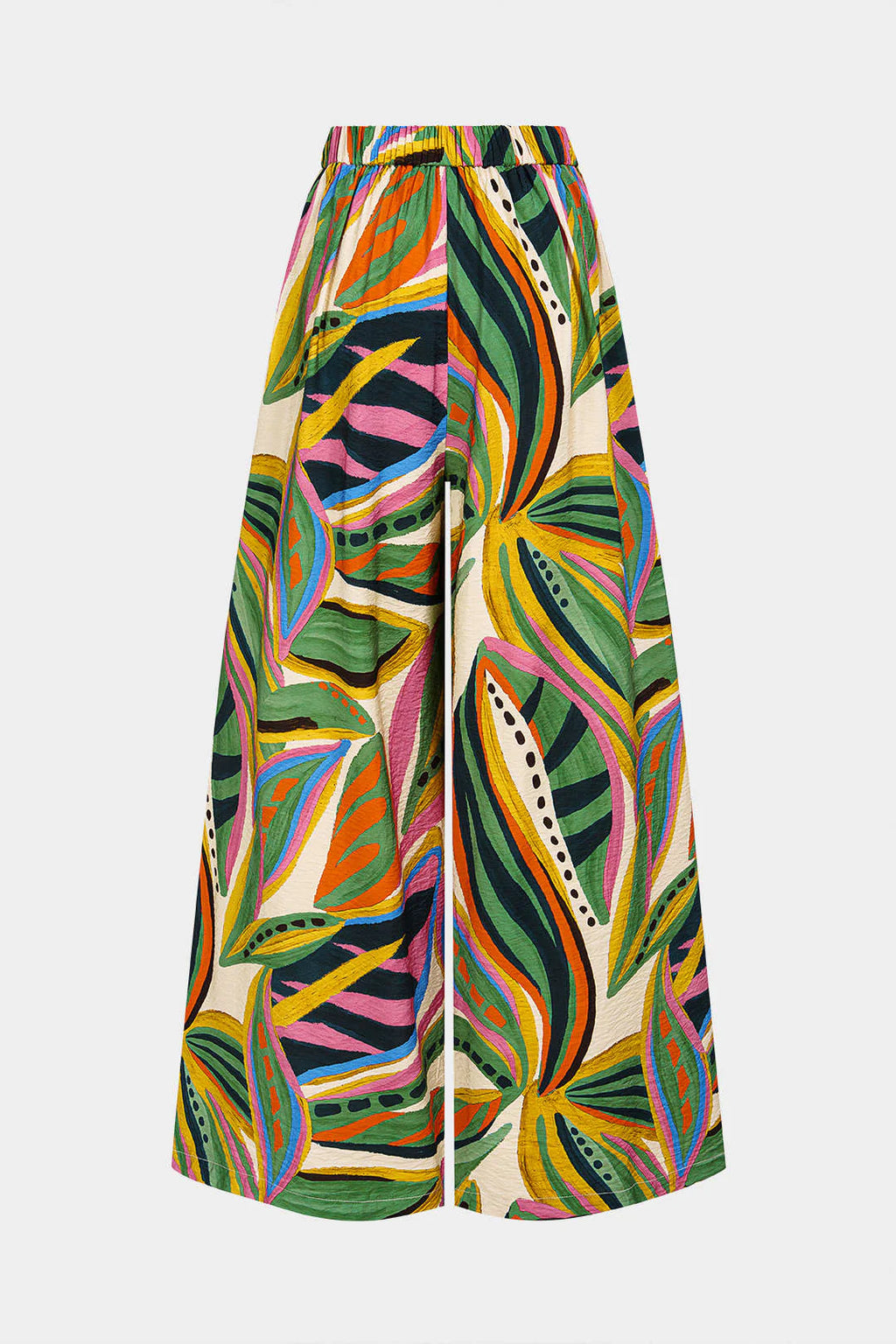 Adele - Leaves Contrast Print Wide Leg Pants Women