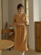 Ebony - Romantic Floral Trimmed Elegant Womens Dress