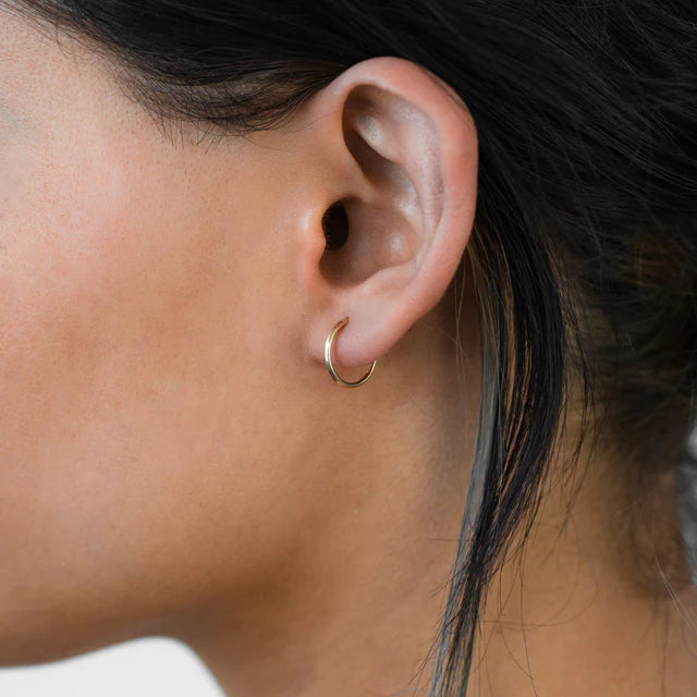 Alessia - Gold 13mm Plain Sleeper Earrings for Women