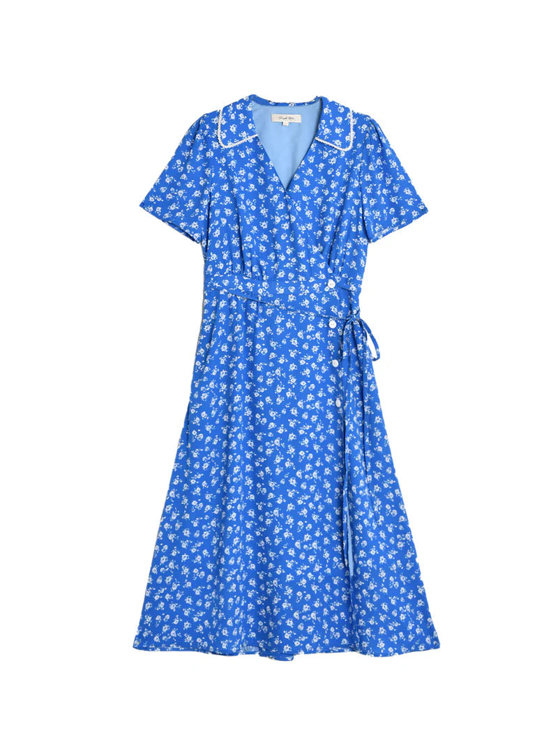 Tahlia - V Neck Floral Tea Dress Elegant Style