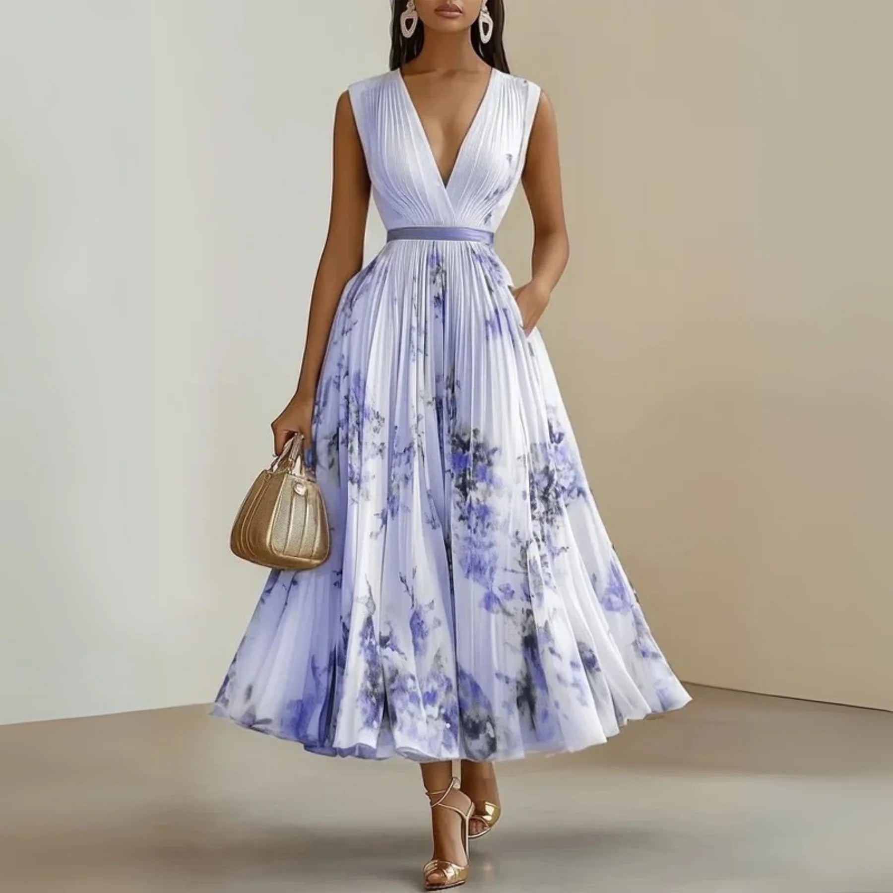 Matilda - Pleated Sleeveless Maxi Dress for Women