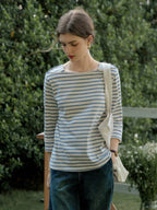 Alexia - Round Neck Striped Everyday Casual Top