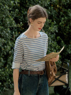 Alexia - Round Neck Striped Everyday Casual Top
