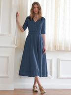Renee - Emerald Green Midi Dress Elegant Womens Style