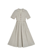 Annette - Jamie Lapel Elegant Midi Dress Women