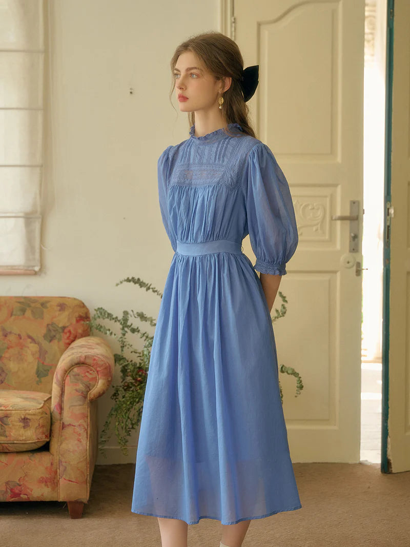 Amber - Averie Blue Panel Detail Midi Dress