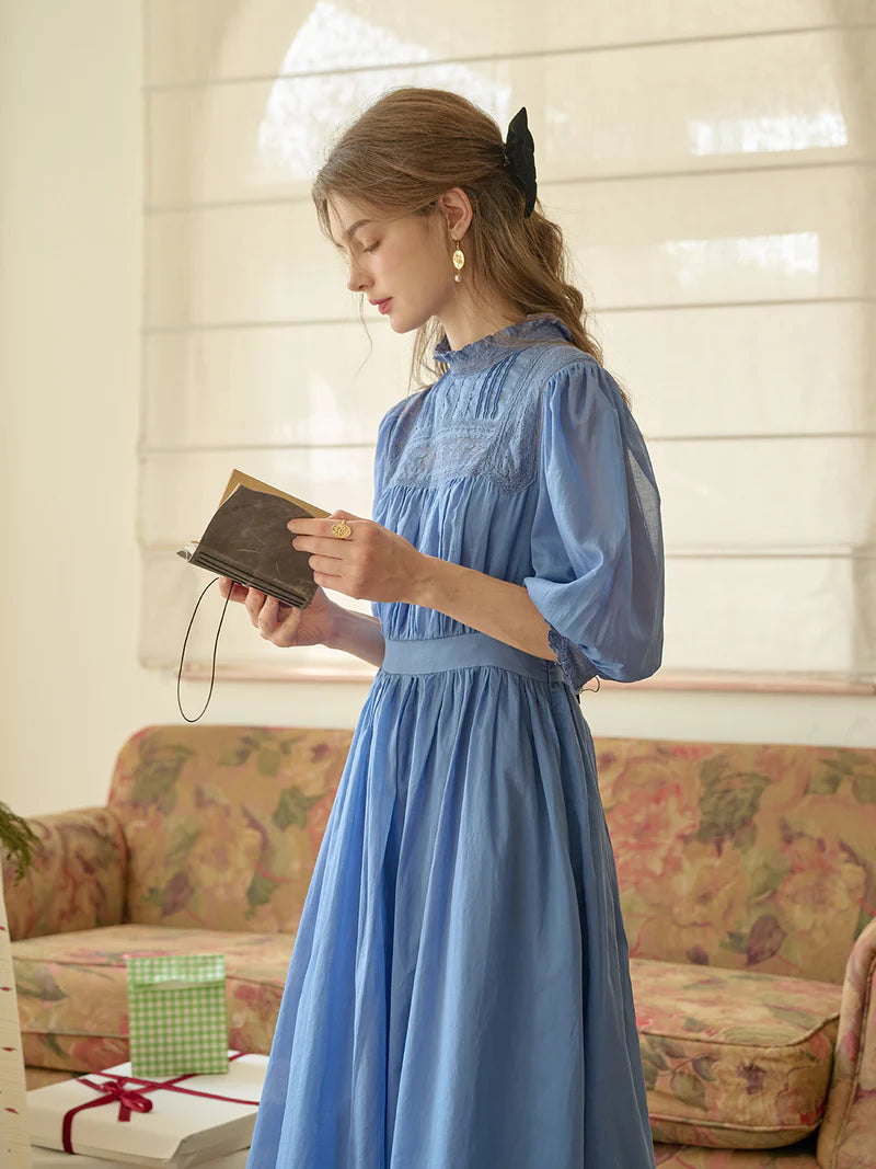 Amber - Averie Blue Panel Detail Midi Dress