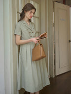 Bianca - V Neck Lapel Plaid Dress Elegant Style
