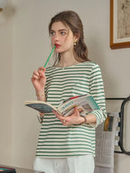 Alexia - Round Neck Striped Everyday Casual Top