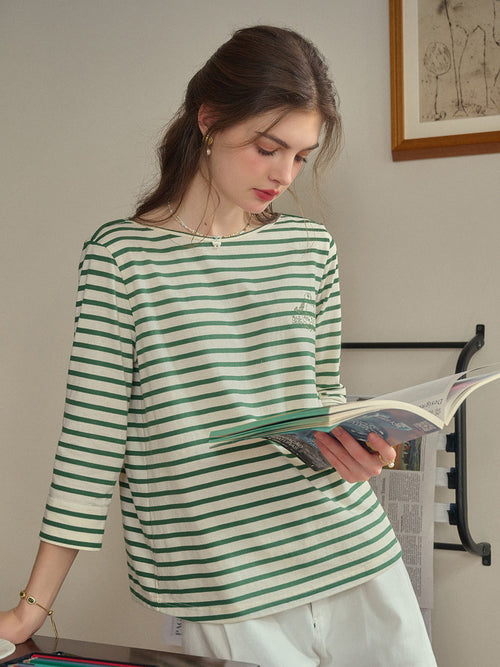 Alexia - Round Neck Striped Everyday Casual Top