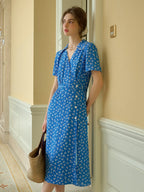 Tahlia - V Neck Floral Tea Dress Elegant Style
