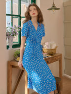 Tahlia - V Neck Floral Tea Dress Elegant Style