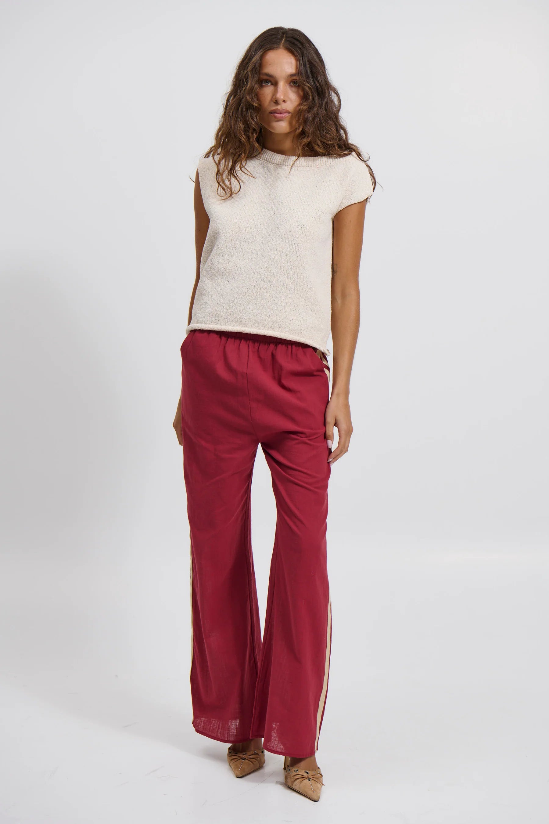 Adina - Maddie Wine Red Pants for Women