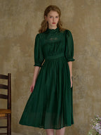 Monique - Emerald Green Womens Elegant Casual Dress