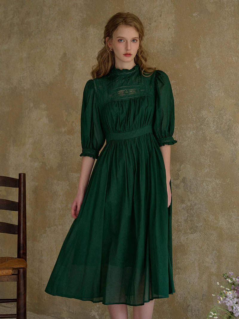 Monique - Emerald Green Womens Elegant Casual Dress