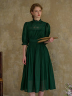 Monique - Emerald Green Womens Elegant Casual Dress