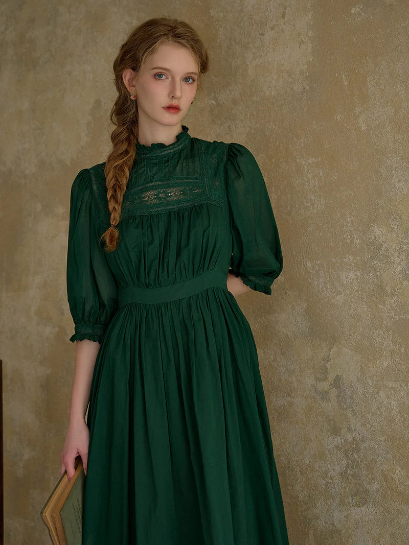Monique - Emerald Green Womens Elegant Casual Dress