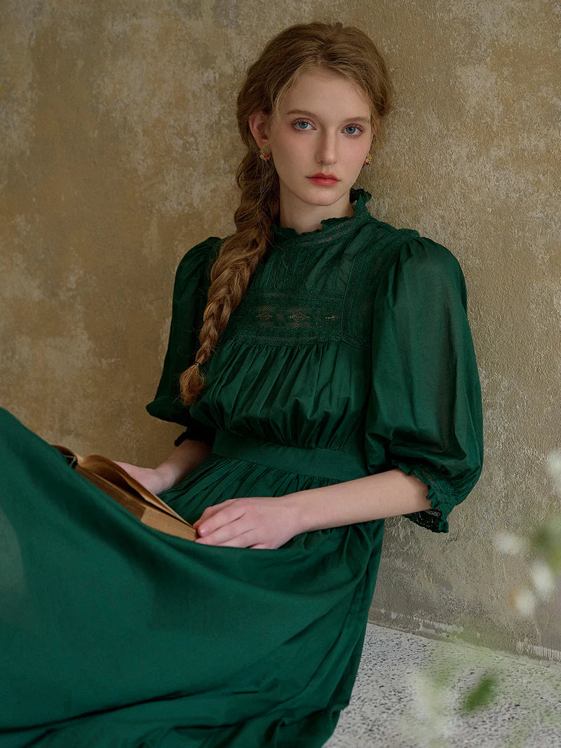 Monique - Emerald Green Womens Elegant Casual Dress