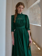 Monique - Emerald Green Womens Elegant Casual Dress