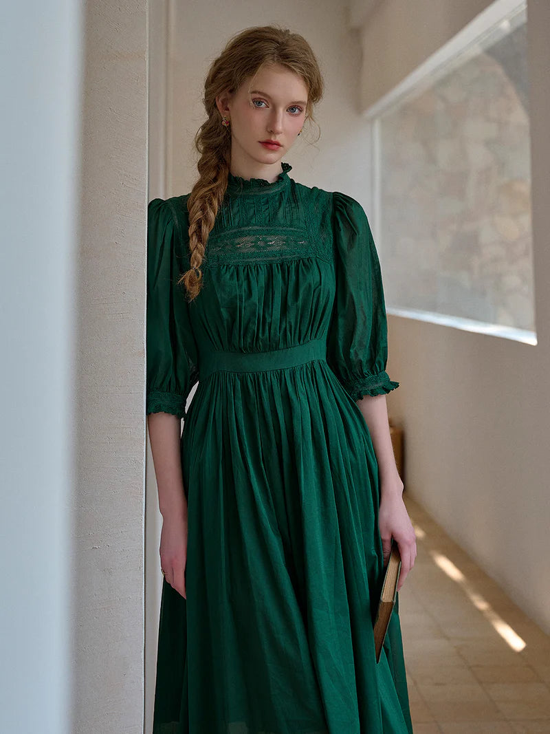 Monique - Emerald Green Womens Elegant Casual Dress
