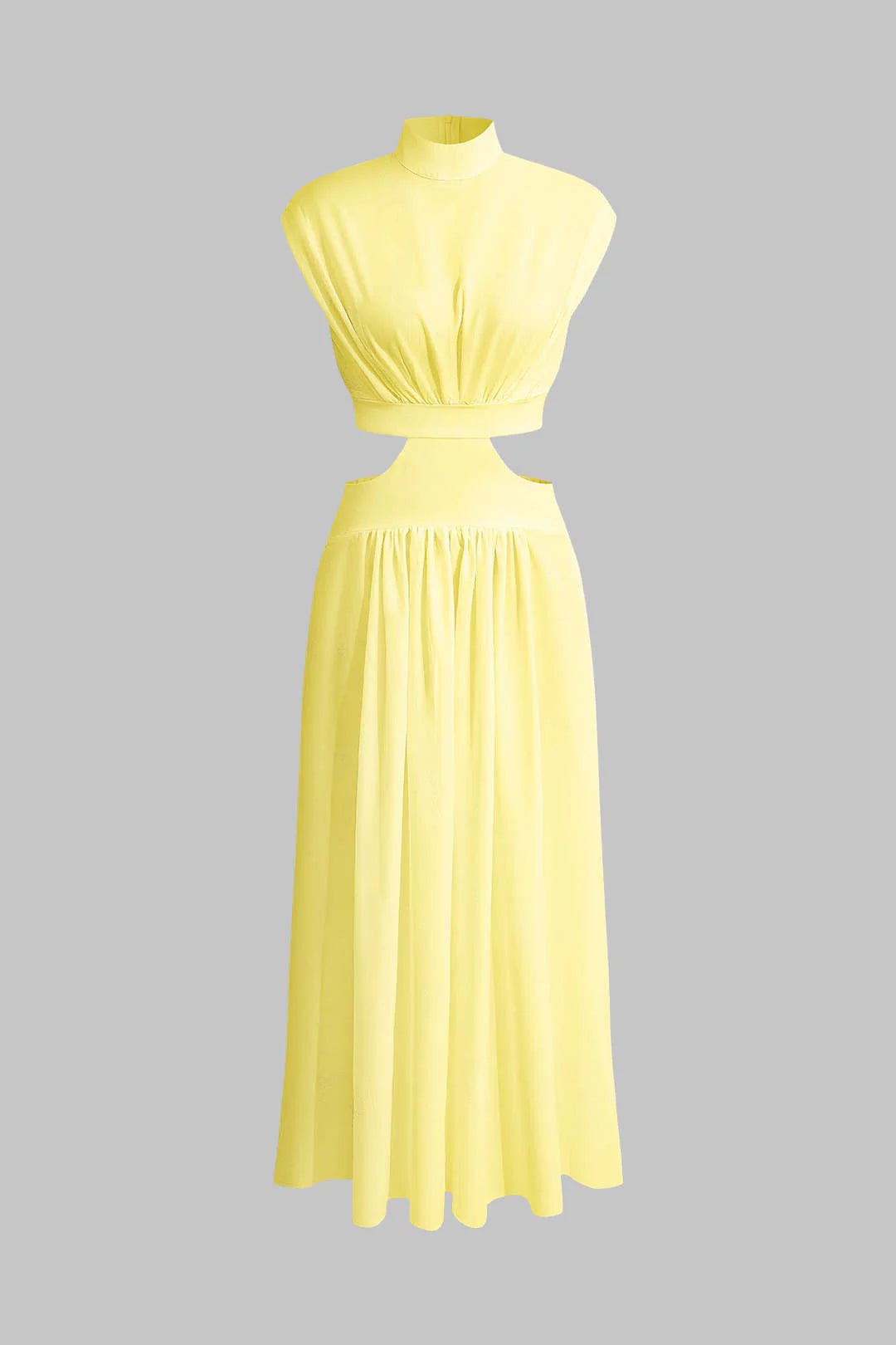 Adeline - Mock Neck Cut Out Ruched Maxi Dress Women