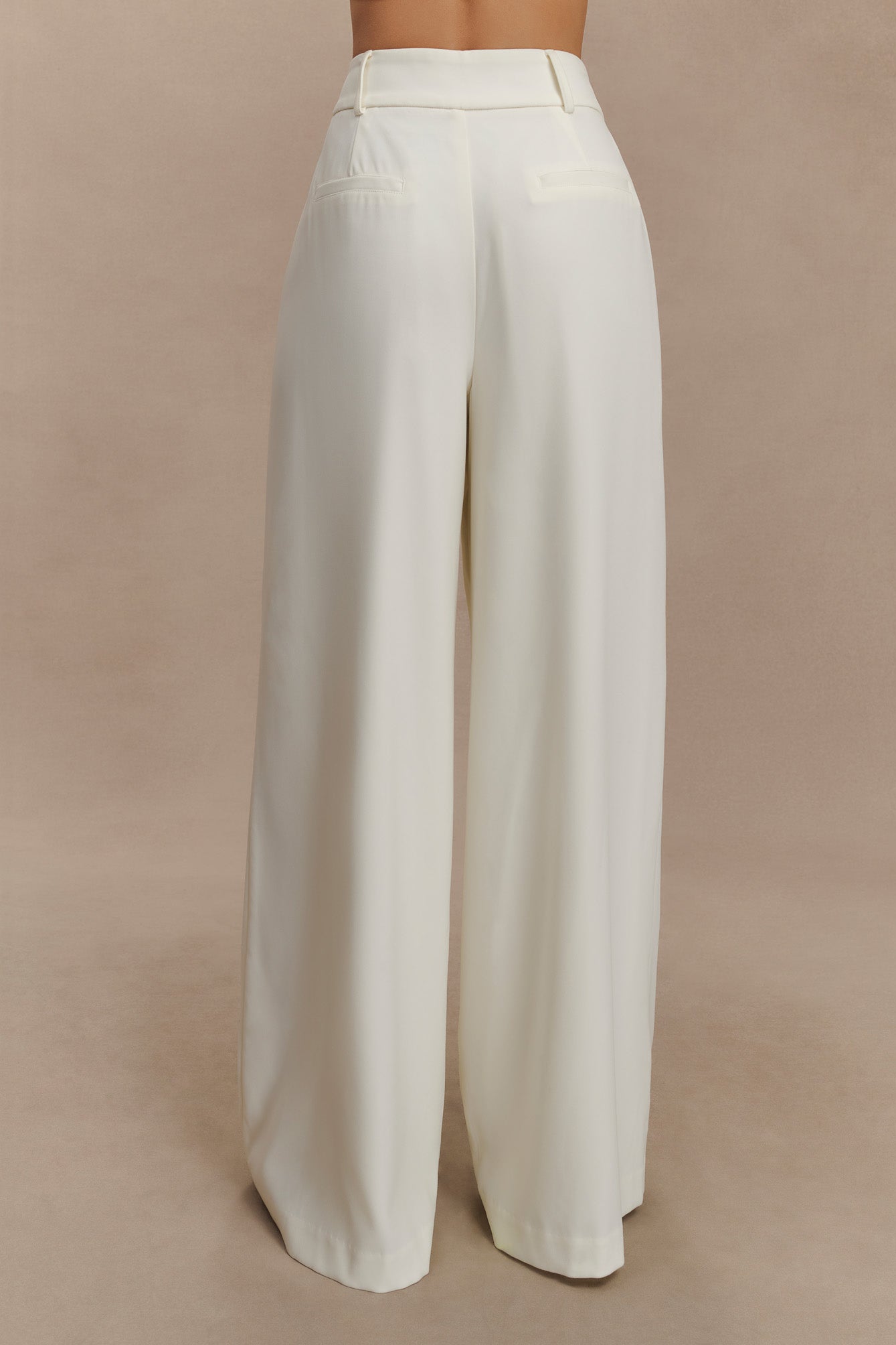 Candice - Ivory Pleated Wide Leg Pants