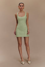 Caitlyn - Pastel Green Elegant Mini Dress