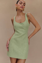 Caitlyn - Pastel Green Elegant Mini Dress
