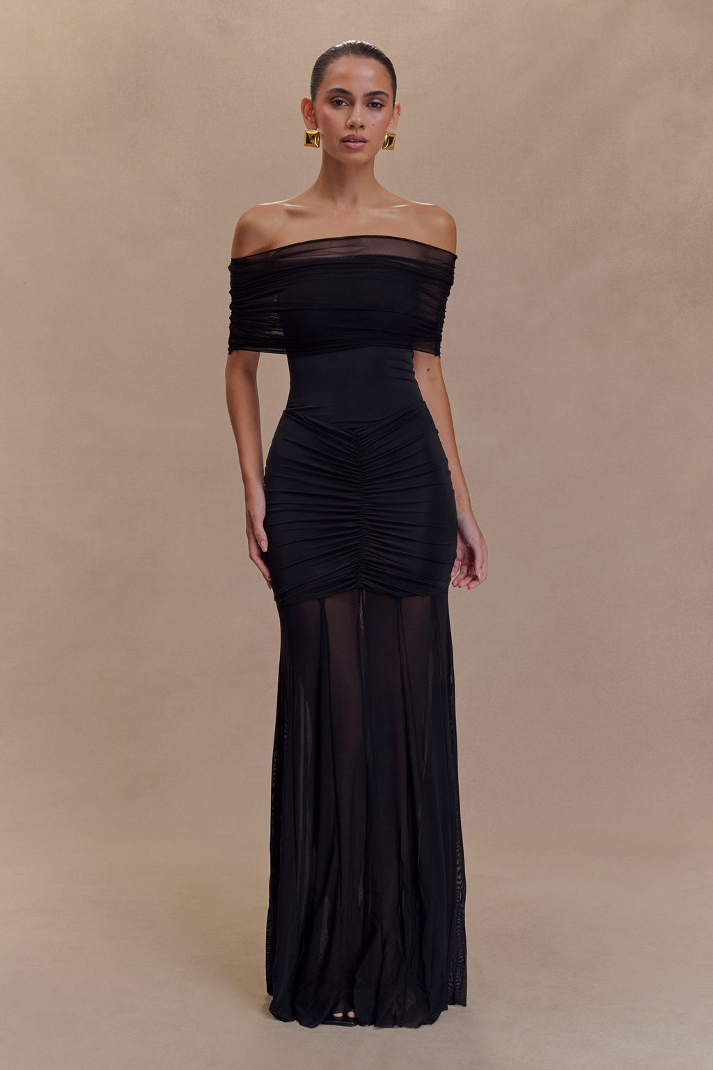 Chloe - Black Off Shoulder Maxi Dress Women