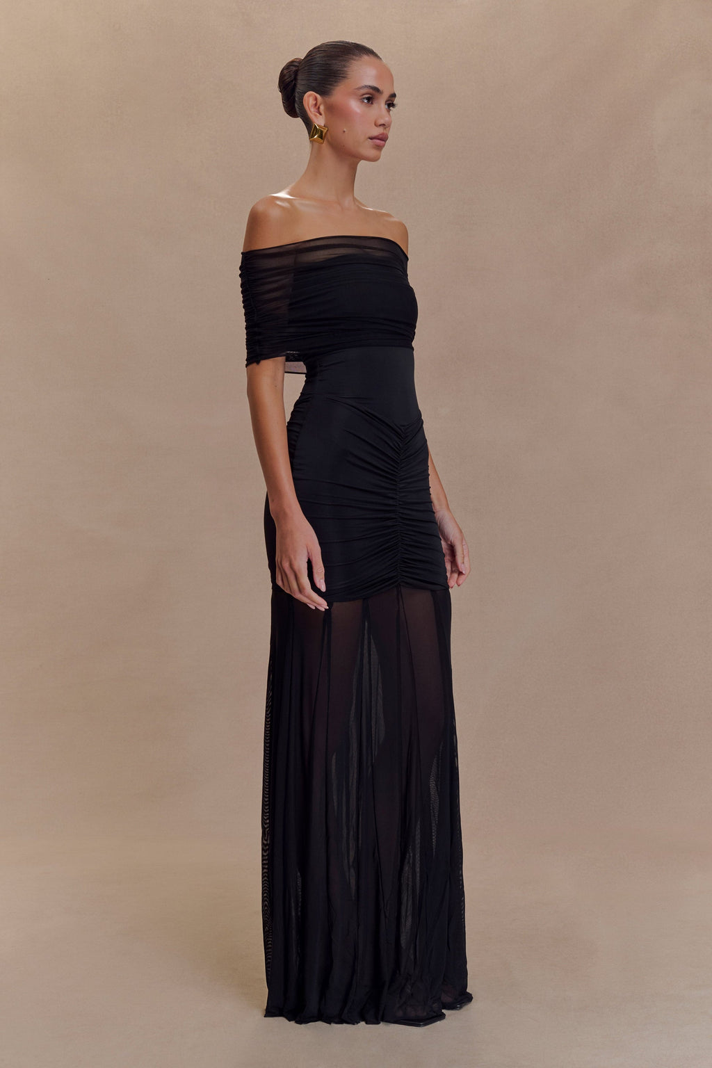 Chloe - Black Off Shoulder Maxi Dress Women