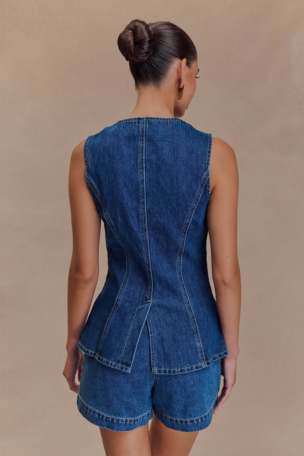 Carla - Dark Blue Button Up Top