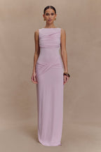 Cassandra - Baby Pink Drape Maxi Dress