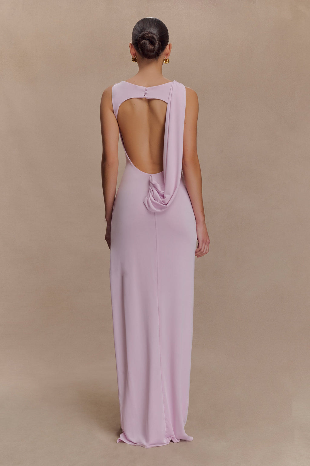 Cassandra - Baby Pink Drape Maxi Dress