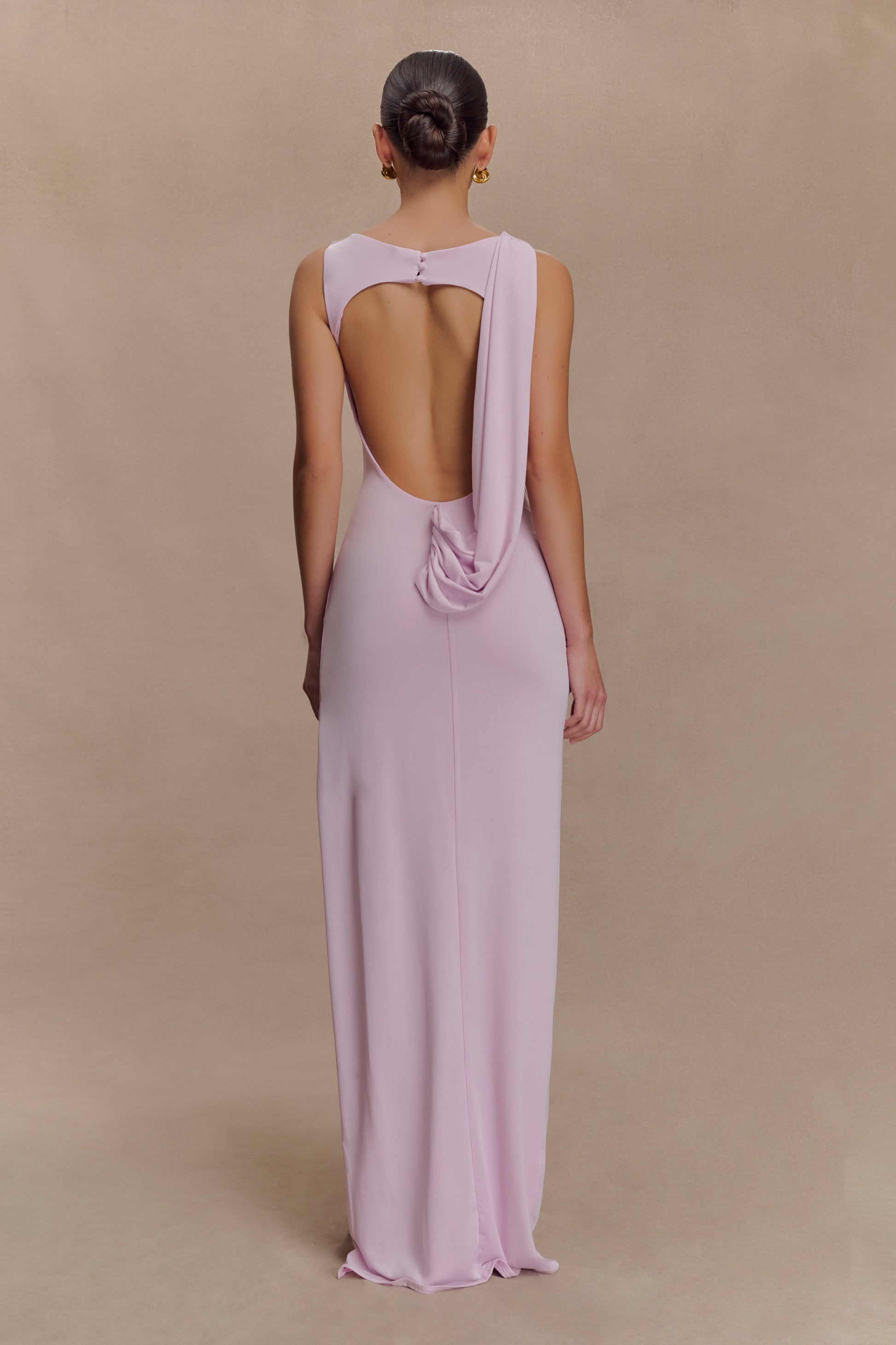 Cassandra - Baby Pink Drape Maxi Dress