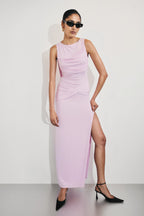 Cassandra - Baby Pink Drape Maxi Dress
