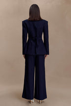 Carmen - Navy Pinstripe Pleated Set Women